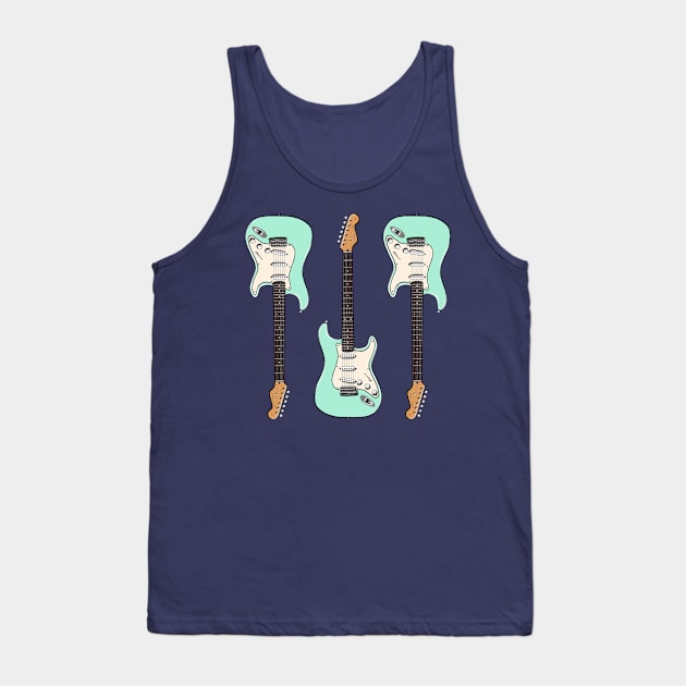 Triple Surf Green Stratocaster Tank Top by saintchristopher